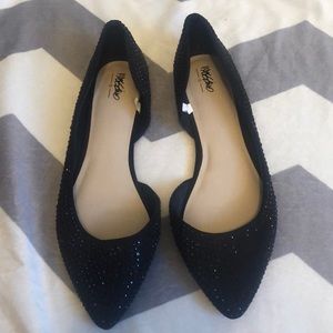 Brand new black jeweled pointed toe flats